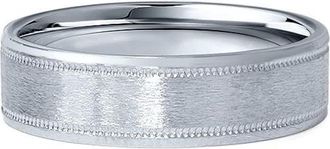Pompeii3 6MM Flat Brushed Platinum Mens Wedding Band Comfort Fit Ring Size Selectable