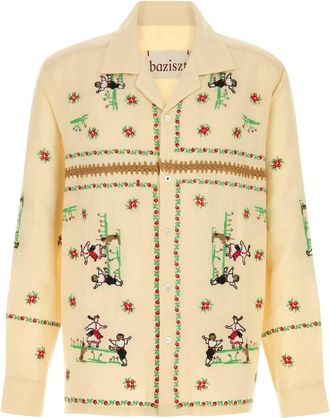 Baziszt Pastel Yellow Cotton Blend Joy Of Living Shirt