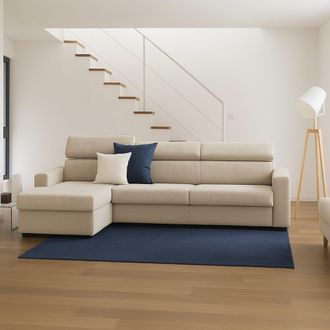 Dmora Sof&aacute; Fijo Dndiay, Sof&aacute; De Esquina, 100% Made In Italy, Sof&aacute; De Sal&oacute;n Con Chaise Longue, En Tela Acolchada - Pen&iacute;nsula Contenedor Izquierda, Con Reposa