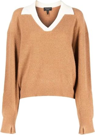 Rag & Bone Beige Cashmere Casual Sweater - Dames - Cashmere truien - Bruin - M - Kasjmier - Truien & Vesten