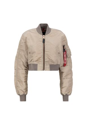 Alpha Industries Bomberjacke ALPHA INDUSTRIES MA-1 Boxy Wmn, Damen, Gr. L, beige (vintage sand), Obermaterial: 100% Nylon; Futter: 100% Polyester, Jacken Bomberjacke