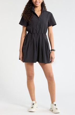 Zella Nylon Pleated Fit & Flare Dress in Black at Nordstrom, Size Xx-Large