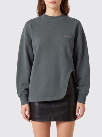 The Attico Embroidered Logo Cotton Crewneck Sweatshirt with Side Slits