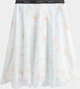 Marc Jacobs Blurred Floral Chiffon Skirt