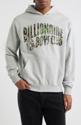 Billionaire Boys Club Camo Logo Graphic Hoodie in Heather Grey at Nordstrom, Size Xx-Large