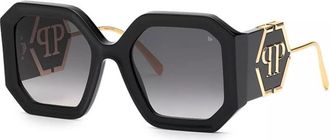 Philipp Plein Ladies Black Square Sunglasses SPP067 0700