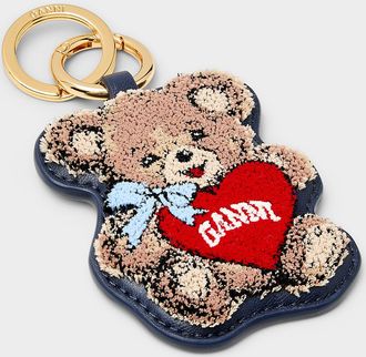 Ganni Womens Heart bear charm key chain