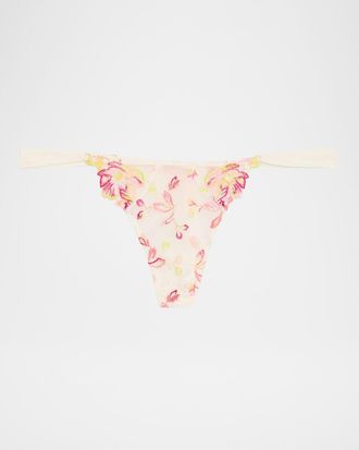 Lise Charmel Folie DEte Floral-Embroidered Tulle Thong