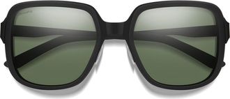Smith Aveline 55mm ChromaPop Polarized Square Sunglasses in Matte Black /Gray Green at Nordstrom