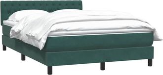 vidaXL Cama Box Spring Con Colch&oacute;n Terciopelo Verde Oscuro 160x220 Cm Vidaxl