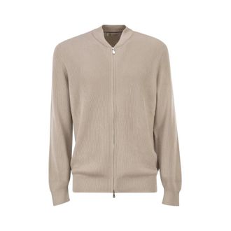 Brunello Cucinelli Brunello Cucinelli, Zip-throughs, male, Beige, Size: L Sweater Brunello Cucinelli