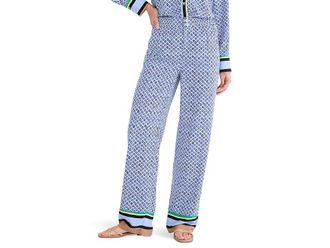 Nic+Zoe Petite 31 Mosaic Trimmed Lenox Wide Leg Pants Womens Clothing Blue : 12P, Polyester