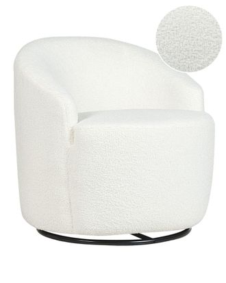 Beliani Sill&oacute;n giratorio boucl&eacute; blanco crema