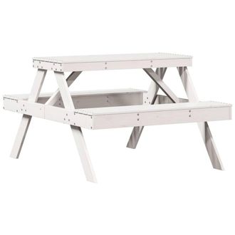 Berkfield Home Picnic Table White 105x134x75 cm Solid Wood Pine | Size: 105 x 134 x 75 cm