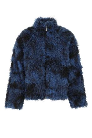 Alexander McQueen Blue Two-tone Eco Fur Coat