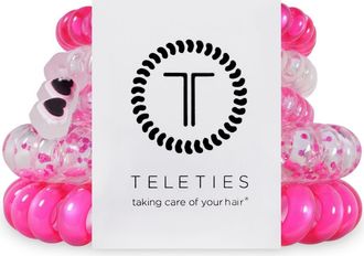Teleties Set of 5 Coil Hair Ties in Flirt Alert at Nordstrom, Size Small