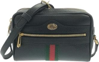 Gucci Pre-owned Cross Body Bags, male, Black, Size: ONE SIZE Pre-owned Ophidia Leather Shoulder Bag