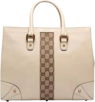 Gucci Pre-owned Vintage Tote Bag - Dames - Vintage Shopper - Beige - ONE Size - Leer - Vintage
