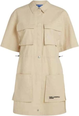 Karl Lagerfeld Dames, Jurken, Beige, Maat: S Katoen