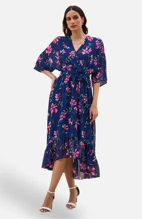 Yumi Floral Midi Dress in Navy at Nordstrom, Size 10