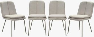Calicosy Lote de 4 sillas en tela y patas de metal beige a85 cm