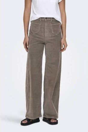 Only straight high waist casual broek rib gebreid