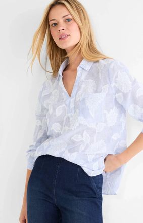 Nic+Zoe Striped Jacquard Top In Sky