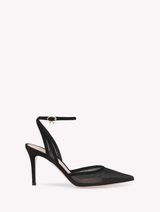 Gianvito Rossi Dorotea DOrsay 85 Ankle Pump in Black Fabric at Nordstrom, Size 37.5