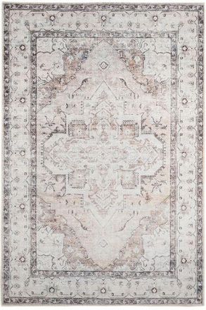 Kukoon Greige Vintage Medallion Non Slip Washable Low Pile Rug in Grey | Size: 240 cm x 330 cm