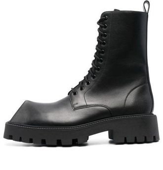 Balenciaga Rhino 25mm Lace Up Boots Black Smooth Calfskin 712638WBB501000