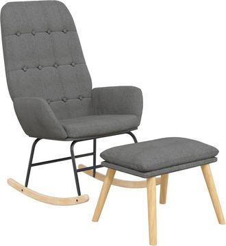 vidaXL Sill&oacute;n Mecedora Con Taburete Tela Gris Claro Vidaxl