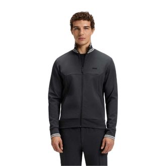 HUGO BOSS Heren Track Jacket met geborduurd logo en lange mouwen (Donkerblauw)