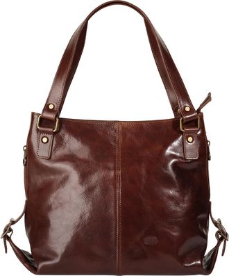 Pik&eacute; Shopper PIK&Eacute;, Damen, Gr. B/H/T: 40cm x 27cm x 13cm onesize, braun, Leder, beschichtet, leicht gl&auml;nzend, Taschen Shopper, echt Leder, Made in Italy