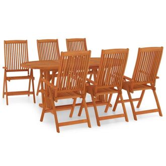Berkfield Home 7 Piece Garden Dining Set Solid Wood Eucalyptus in Brown