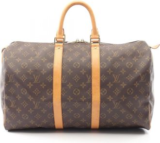 Louis Vuitton Brown Coated Canvas Leather Boston Bag (Pre-Owned)
