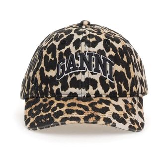 Ganni Baseballpet met luipaardprint - Dames - Petten - Bruin - ONE Size - Accessoires