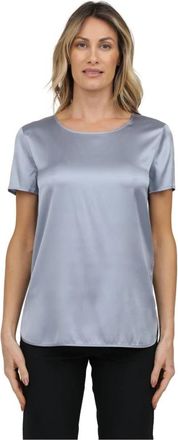 Max Mara Zijden Stretch T-shirt - Dames - T-shirts - Blauw - XS - Tops