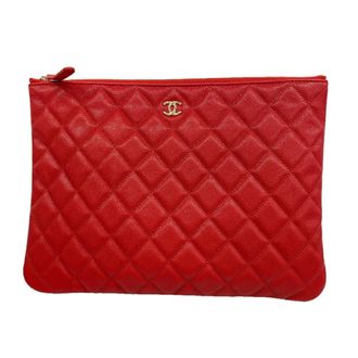 Chanel Red Color Grained Calfskin Clutch Bag (Pre-Owned)