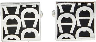 Aigner Black Enamel Logo Square Cufflinks