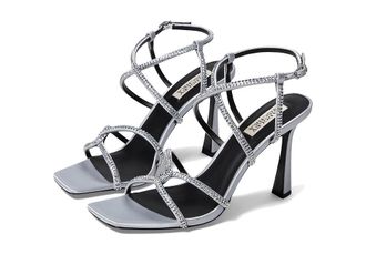 Badgley Mischka Brooke Womens Sandals Silver : 7.5 M, Leather/Rubber