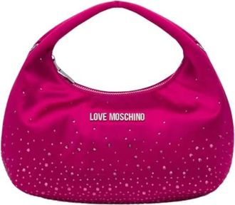 Love Moschino Hobo Tas met Strass Decoratie - Dames - Handtassen - Roze - ONE Size - Tassen