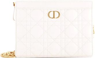 Dior Caro Zipped Pouch With Chain Cannage Quilt Leather shoulder bag - Beige