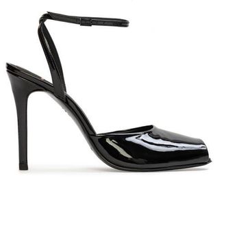 Black Suede Studio Wren 100 Sandal in Black Patent Leather at Nordstrom, Size 37.5
