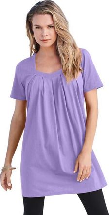 Roaman's Ultimate Pleatneck Tunic in Vintage Lavender at Nordstrom, Size 1X