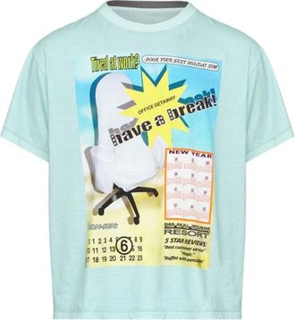 Maison Margiela Telephone Advertisement T-shirt - Heren - T-shirts - Blauw - M - Katoen - Tops