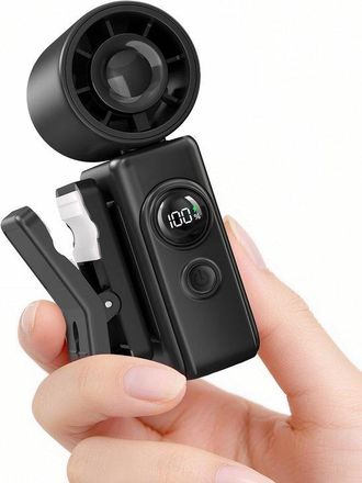OEM Ventilador De Mano - Ventilador Turbo Port&aacute;til - Recargable Por Usb - Con Clip Giratorio De 360&deg; Y Pantalla Led - 4 Velocidades - Negro