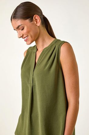 Roman V-Neck Front Pleat Vest Top
