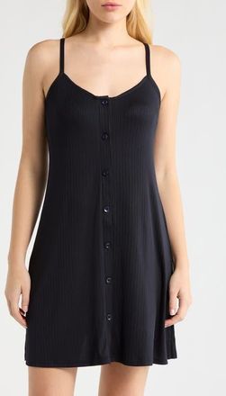 French Connection Rib Button Front Chemise in Utility Blue at Nordstrom, Size X-Large