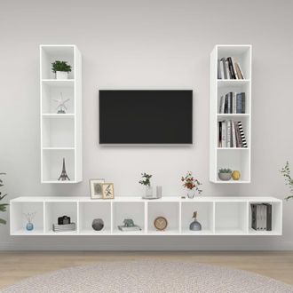 Berkfield Home Wall-mounted TV Cabinets 4 pcs White Engineered Wood