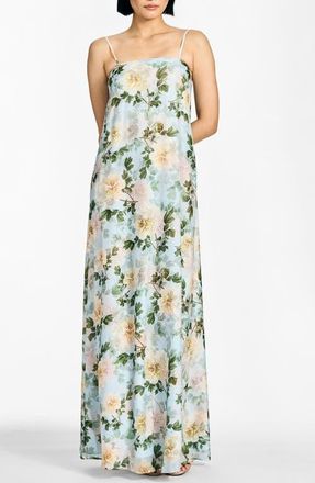 Sachin & Babi Shelby Floral Gown in Cloud Blue Peony at Nordstrom, Size X-Large
